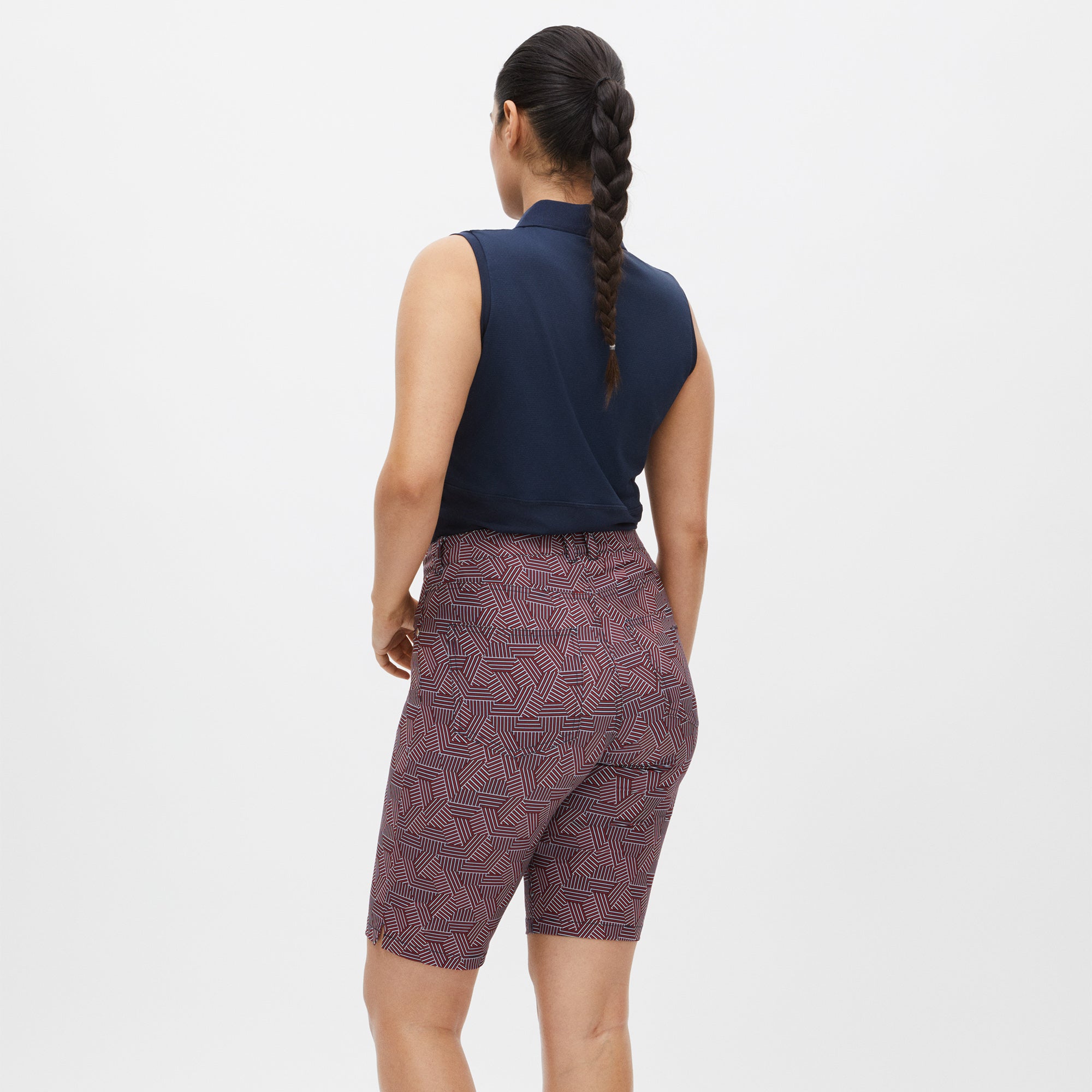 Rohnisch Chie Comfort Stretch Ladies Golf Bermuda Shorts Hexagon Red